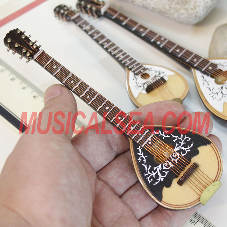 Miniature Mandolin Model,Mandolin Replica Model Wooden Musical Instrument Collectible Gift Decoration 10cm